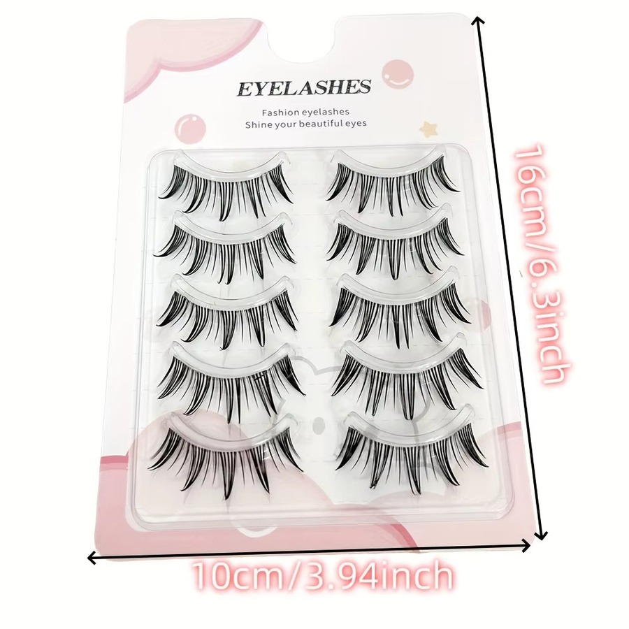 LIMEIKAI False Eyelashes, 5 Paar, natürlich, transparent - Bild 2