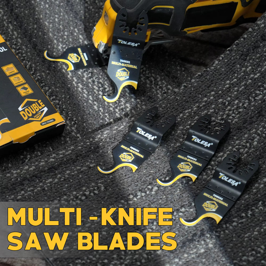 TOLESA 5 Stück oszillierende Multitool-Hakenmesserklingen zum Schneiden von weichen Materialien und Teppich - Bild 5