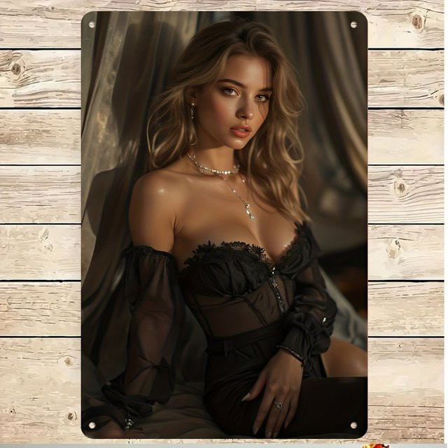 Ekouaer Metall-Wandkunst Elegante Frauensilhouette Modernes Poster für die Heimdekoration B/H: 20 x 30 cm - Bild 1