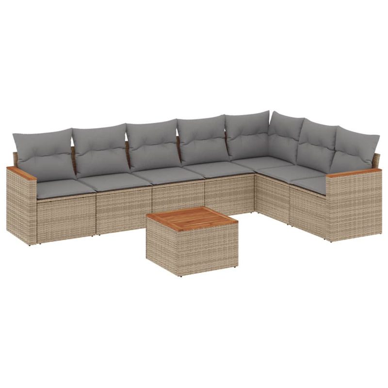 Vidaxl Gartenmöbel-Set aus Polyrattan mit 8 Kissen in Beige und Grau für Erwachsene im modernen Design - Bild 3