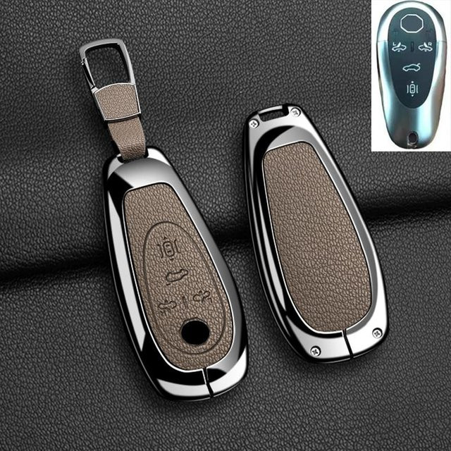 Schutzhülle für Morris Garages MG Cyberster Smart Key Fob aus Zinklegierung und echtem Leder in Braun von YTO automobile parts - Bild 1
