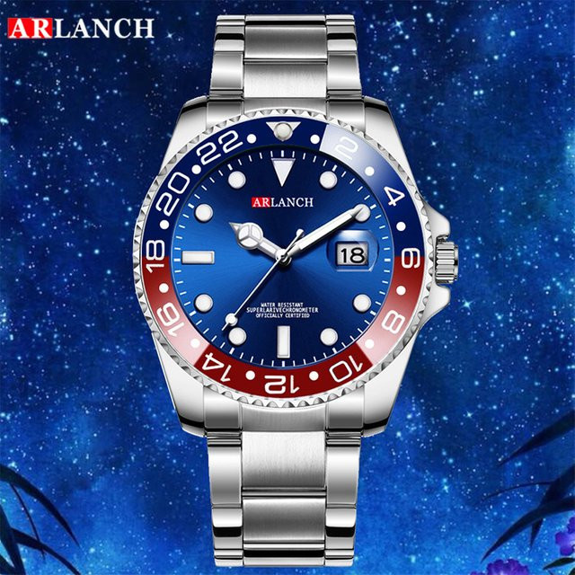 ARLANCH Analoguhr, Quarz, Edelstahl, Blau, Herren - Bild 1