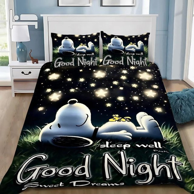 Somelli Snoopy Bettwäsche-Set mit 3D-Druck, Schwarz, B/H: 100 x 135 cm - Bild 1