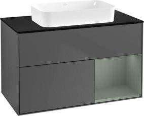 V&B Waschtischunterschrank Finion mit Wandbeleuchtung, Anthrazit lackiert, Breite: 100 cm, Tiefe: 60,3 cm - Bild 1
