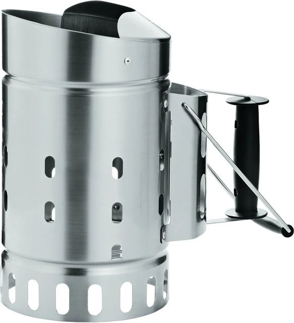 Rösle Anzündkamin aus Edelstahl mit Funkenschutz für Holzkohle und Briketts in Silber - Bild 1