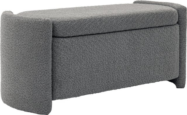 HOMCOM Sitzbank mit Stauraum in Samtoptik, Polsterbank mit Deckel für Wohnzimmer und Schlafzimmer, Grau, B/T/H: 105 x 44 x 45,5 cm - Bild 1