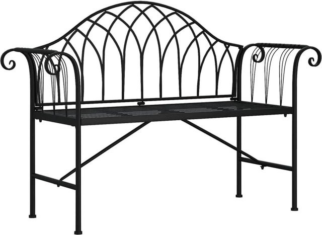 vidaXL 2-Sitzer-Gartenbank aus Stahl in Schwarz, Breite: 128 cm - Bild 1