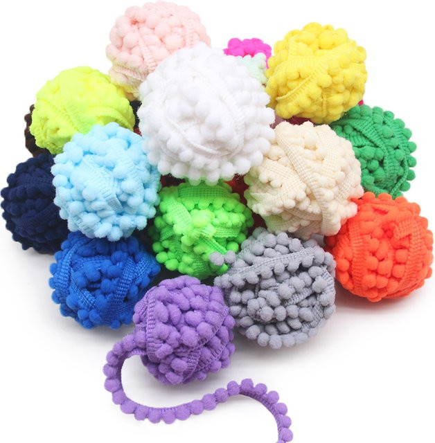 Pom Pom Fransenband als Bastelzubehör für DIY-Projekte in Grün und Multicolour, 2 Yards - Bild 1