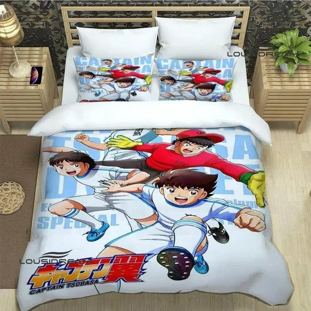 Captain Tsubasa Cartoon Bettwäscheset aus Mikrofaser, Mehrfarbig, B/H: 140 x 210 cm - Bild 1