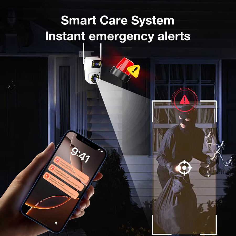 ANSVICAM 4K 8MP Tuya Smart WLAN-IP-Kamera mit Dual-Objektiv, PTZ Außenkamera mit KI-Auto-Tracking und IR-Nachtsicht in Weiß - Bild 5