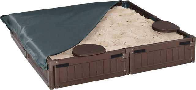 Outsunny Sandkasten aus Kunststoff in Braun, B/H/L: 123 x 21 x 123 cm - Bild 1