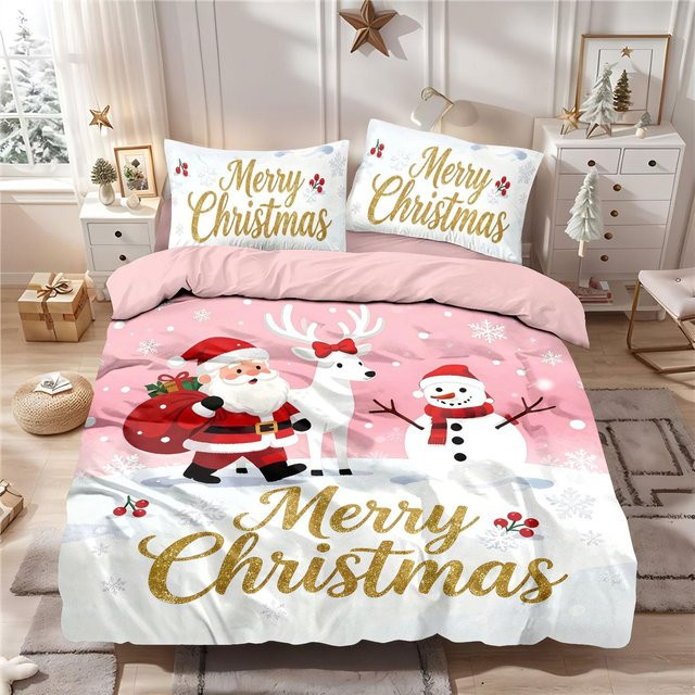 3-teiliges Bettdecken-Set mit Weihnachtsmann-Druck von Monika Chen, Multicolor, B/H: 135 x 200 cm - Bild 1