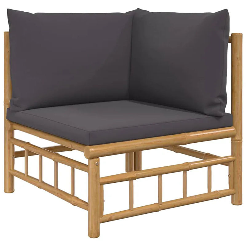 Vidaxl Gartenmöbel-Set aus Bambus mit dunkelgrauen Kissen in modernem Design - Bild 5