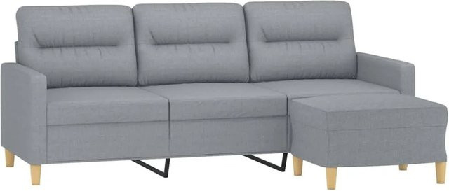 vidaXL 3-Sitzer-Sofa mit Hocker in Hellgrau, modernes Stoffsofa mit L-Form und passendem Ottoman für dein Wohnzimmer - Bild 1