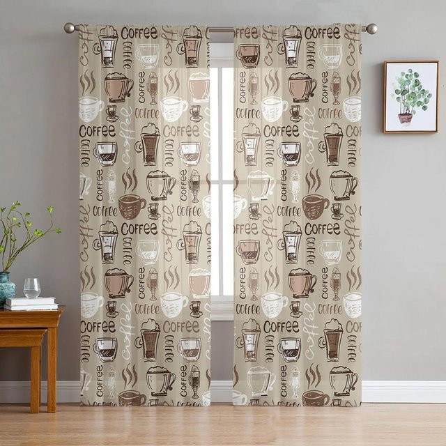 Transparenter Tüll-Vorhang aus Organza von Yiran Furniture, Farbe Beige, Breite: 135 cm, Höhe: 160 cm - Bild 1