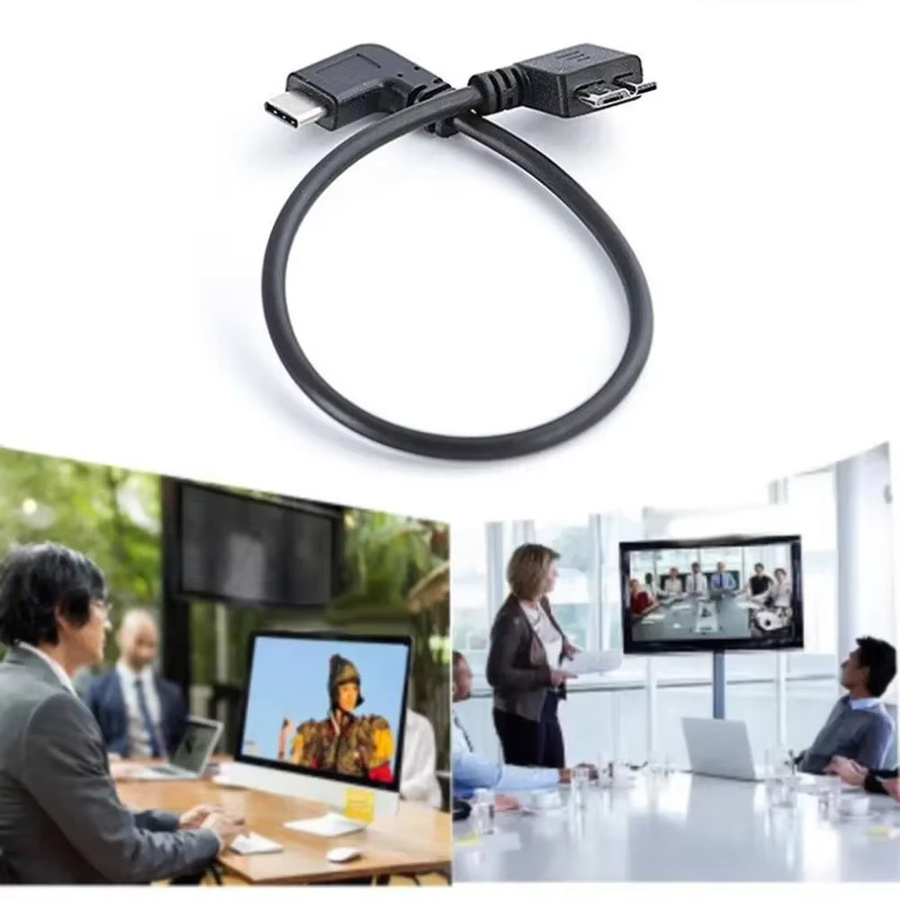 BSN USB 3.1 Typ-C auf USB 3.0 Micro B Adapter mit 90 Grad Winkel, 5 Gbit/s Datenübertragung, OTG für Festplatte, Handy und PC, Schwarz - Bild 3