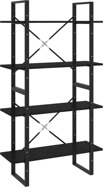 vidaXL Bücherregal aus Kiefer Massivholz und Metall im Industrial Design, Schwarz, B/T/H: 80 x 30 x 140 cm - Bild 1