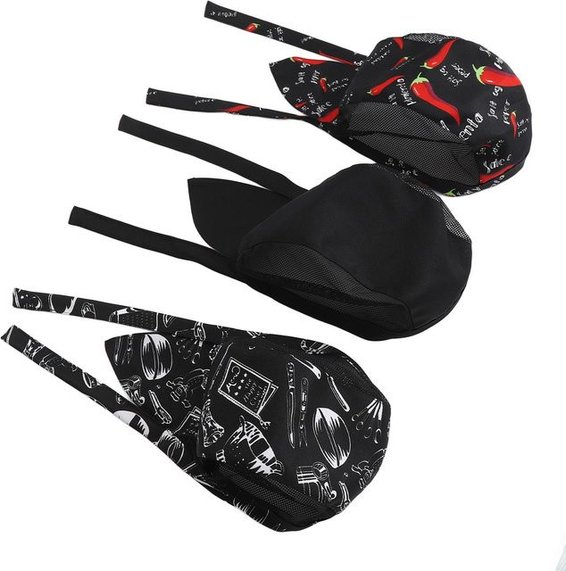 3er Set Neoglint Kochmützen für Damen und Herren, atmungsaktiv und verstellbar, Multicolour, One Size - Bild 1