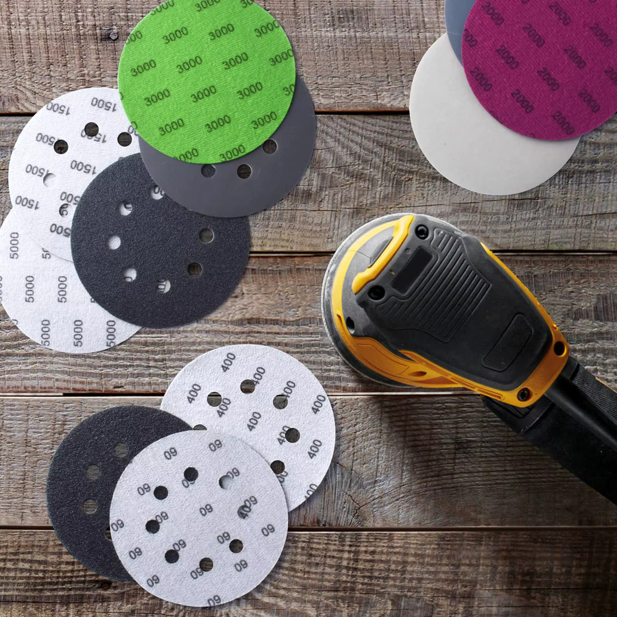 VIBRATITE 5-Zoll Nass-Trocken-Schleifpapier Set mit 65 Stück und 8 Löchern, Körnungen 60–5000 für Exzenterschleifer zum Schleifen von Metall und Holzmöbeln - Bild 5