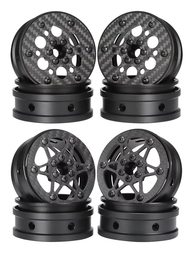 MALOM RC Carbon-Faser-Aluminium Beadlock-Felgen, 2 Stück, Schwarz, Metall - Bild 3