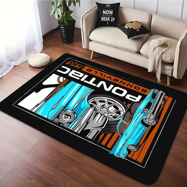 Karpetti Vintage Teppich im japanischen Manga-Stil mit JDM Rennwagen Retro-Druck, mehrfarbig, B/T: 60 x 40 cm - Bild 1