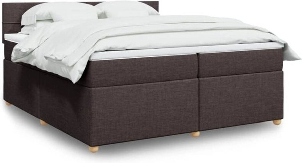 Vidaxl Boxspringbett mit Matratze in Braun und Weiß aus Stoff, Modern, B/T/H: 200 x 200 x 100,5 cm - Bild 1
