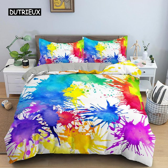 Binchi Outdoor Product Bettwäscheset für Kinder mit geometrischem Streifenmuster, 3-teilig aus Mikrofaser, Mehrfarbig, B/H: 140 x 200 cm - Bild 1