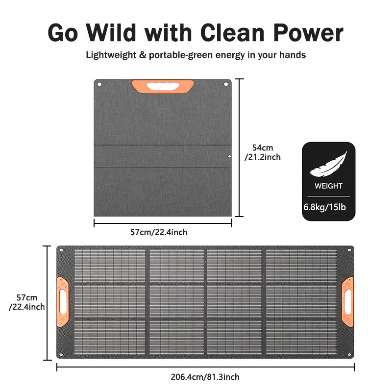 CHUBAN Tragbares faltbares Solarpanel 200W Monokristallines Solarladegerät IP68 Wasserdicht in Schwarz - Bild 2