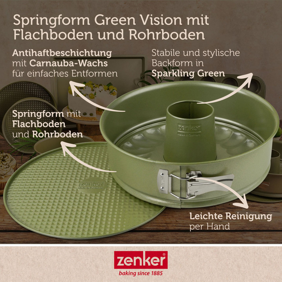 Zenker Springform Green Vision mit Flach- und Rohrboden, Ø 26 cm, Antihaftbeschichtung Ceramic, Farbe Green - Bild 3