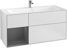 V&B Waschtischunterschrank Finion mit Wandbeleuchtung, Anthrazit und Weiß, lackiert, B: 119,6 cm, T: 49,8 cm - Bild 1
