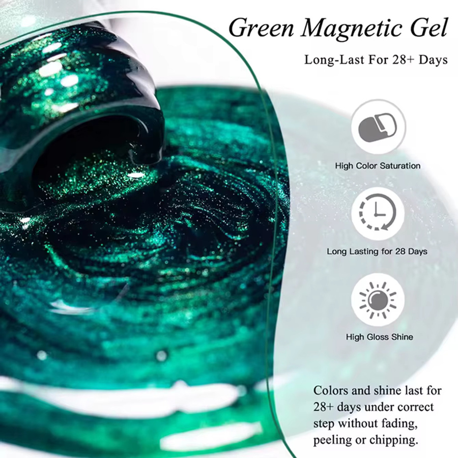 MIANEL Cat Eye Gel Nagellack, Smaragdgrün, 10 ml - Bild 6