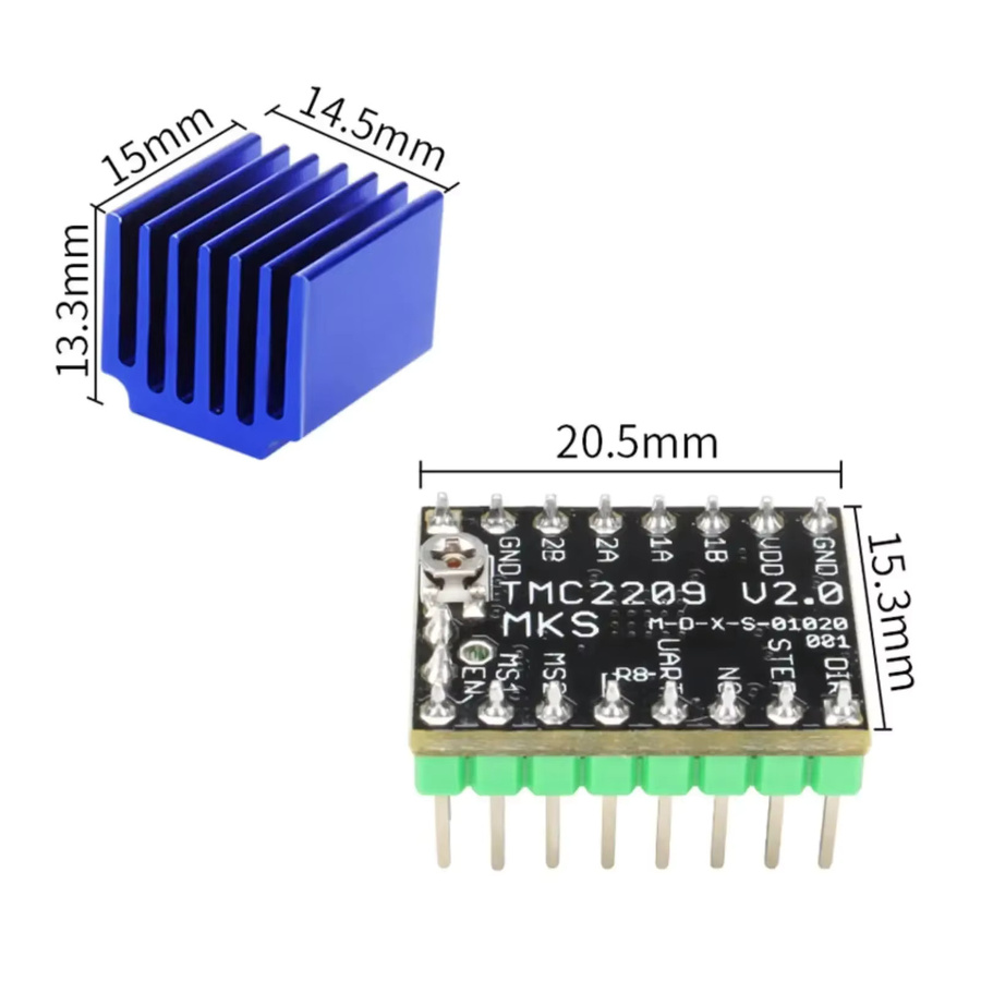 MKS TMC2209 Schrittmotortreiber StepStick 2,5 A UART extrem leise für Sgenl Genl Robin Nano 3D-Drucker - Bild 4