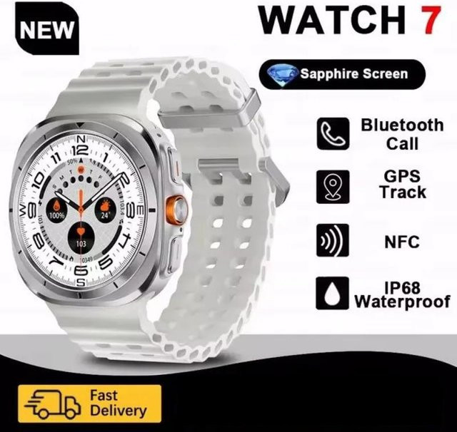 ZODVBOZ Smart Watch 7 Ultra mit AMOLED-Bildschirm, Sport-Fitness-Tracker und Gesundheitsfunktionen, Farbe: Silber - Bild 1