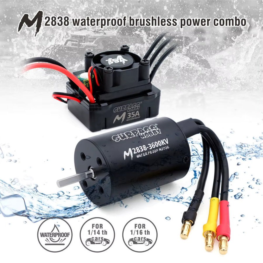 Surpass Hobby M2838 M2845 Combo, Wasserdichter Brushless-Motor mit M35A M45A ESC - Bild 4
