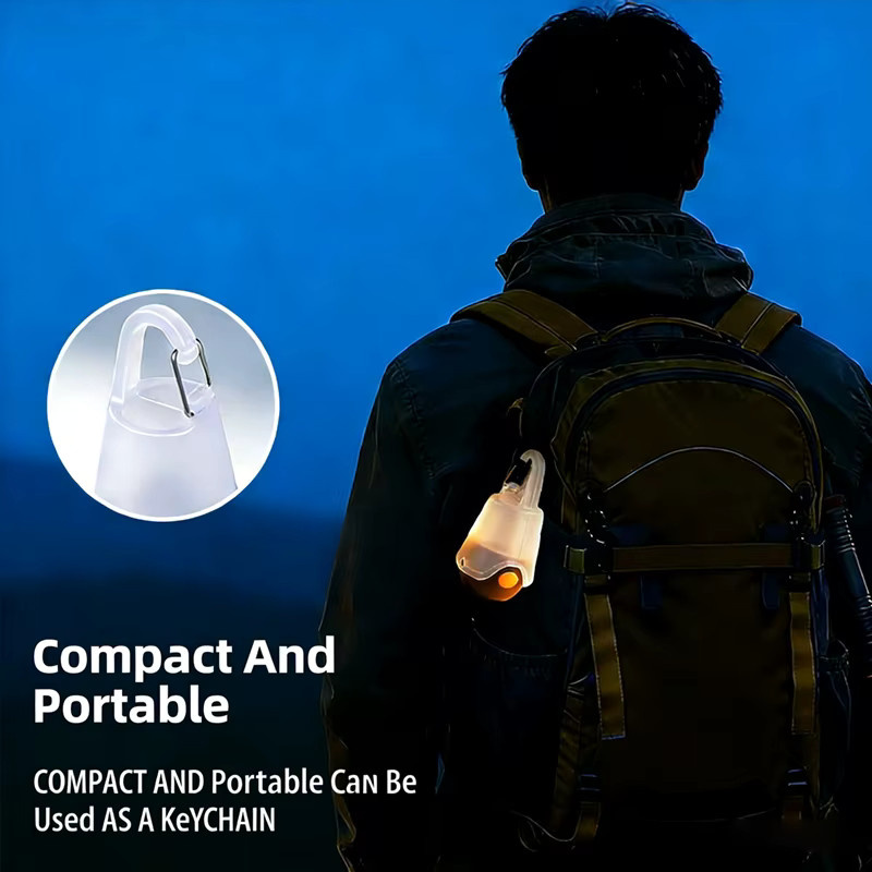 LINYILIGHT LED-Mini-Campinglampe, wiederaufladbare tragbare Taschenlampe mit weißem und rotem Licht, wasserdichtes Notlicht für Outdoor, Camping und Radfahren - Bild 4