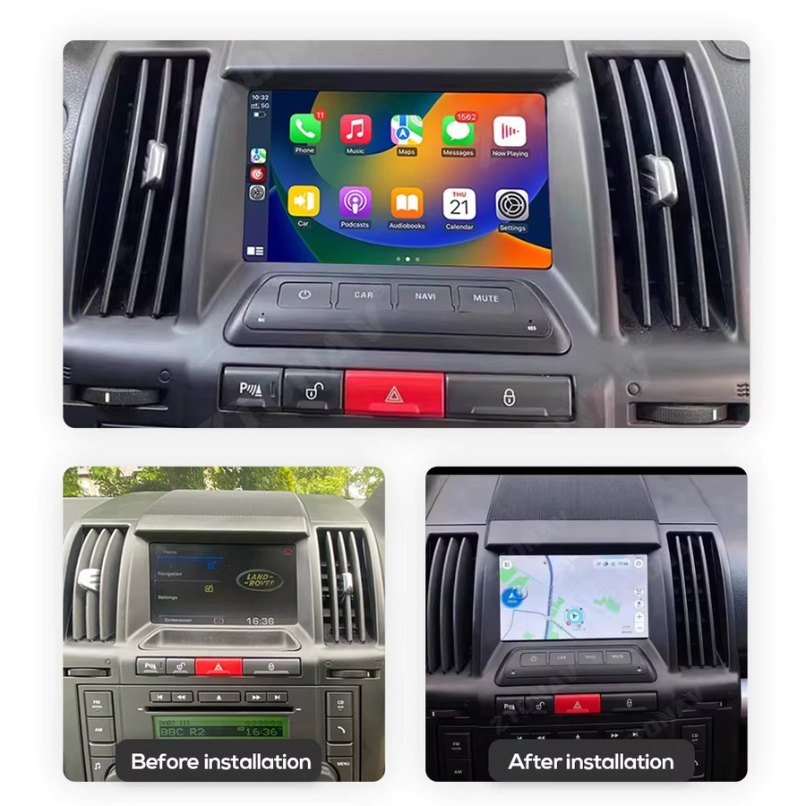 Android Auto Radio für Land Rover Freelander 2 (2007-2015) mit 7 Zoll Display, 12 GB, GPS Navigation, Carplay, Bluetooth und Wifi, Schwarz - Bild 2