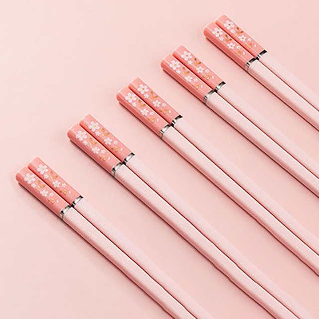 Zoseil Essstäbchen Set aus Kunststoff mit rutschfestem Griff in Rosa und Grün, 5 Paare - Bild 1