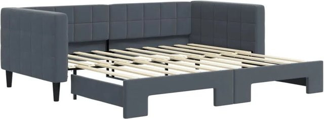 vidaXL Tagesbett aus Samt in Dunkelgrau mit Ausziehfunktion und Polsterung B/T/H: 90 x 190 cm - Bild 1