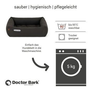 Doctor Bark Hundebett mit orthopädischem Schaumstoff und abnehmbarem Bezug in Braun, Größe S - Bild 4