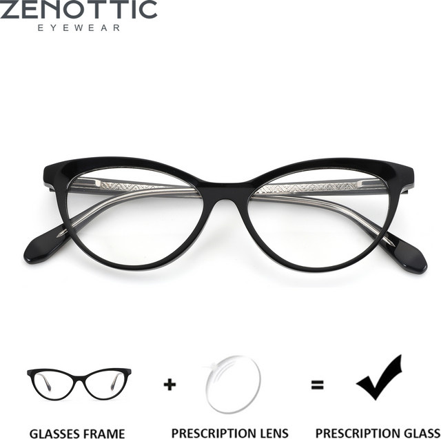ZENOTTIC Korrektionsbrille Cat-Eye, Acetat, Vollrand, Schwarz, Damen - Bild 1
