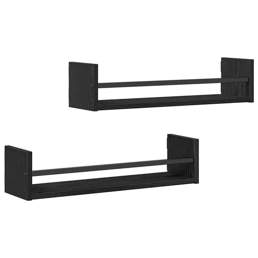 vidaXL Wandregal 2er Set in Schwarz und Eichen-Optik, B/H/T: 60 x 16 x 14 cm - Bild 2