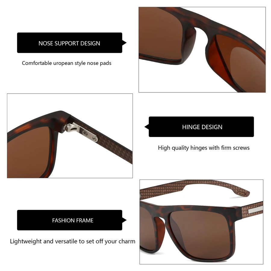 ZENOTTIC Sonnenbrille, quadratisch, Vollrand, TR90, braun, Herren - Bild 2