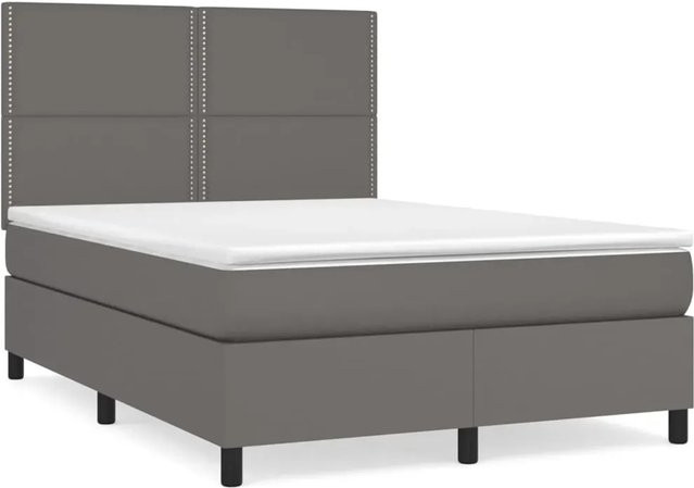 vidaXL Boxspringbett Hybrid mit Matratze, Grau, B/T/H: 140 x 190 x 118 cm - Bild 1