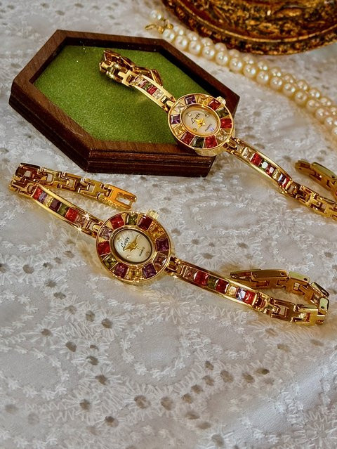 LSVTR Armbanduhr Edelstahl, Gold, Quarz, Diamantbesetzt, Damen - Bild 1