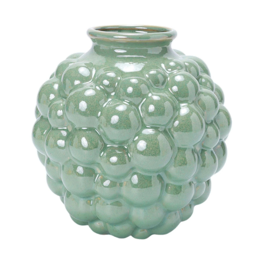 House of Nature Vase Puerto Cortés aus Keramik in Türkis mit Blasenformen, Höhe: 22 cm - Bild 1