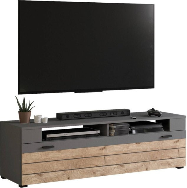 Modernes Lowboard Freno von xonox.home in Grau mit Holzoptik, B/H/T: 140 x 43 x 40 cm - Bild 1
