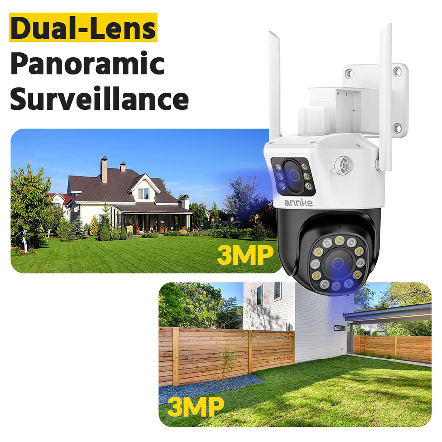 ANNKE 6MP Dual-Objektiv Outdoor Wireless WiFi Sicherheit PT Kamera mit rot-blau blinkenden Lichtern, Sirene, Smart Dual Licht und Zwei-Wege-Audio - Bild 2