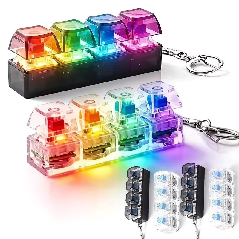 Amagi 4-Tasten-Fingertastatur-Schlüsselanhänger, RGB-Tastatur, Fidget-Spielzeug mit Lichtern - Bild 2