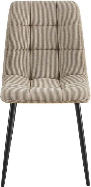 2er Set Esszimmerstühle DELUKE FANOR in Taupe mit Cord-Bezug, moderne Küchenstühle mit Steppmuster, B/T/H: 45 x 55 x 84 cm - Bild 1