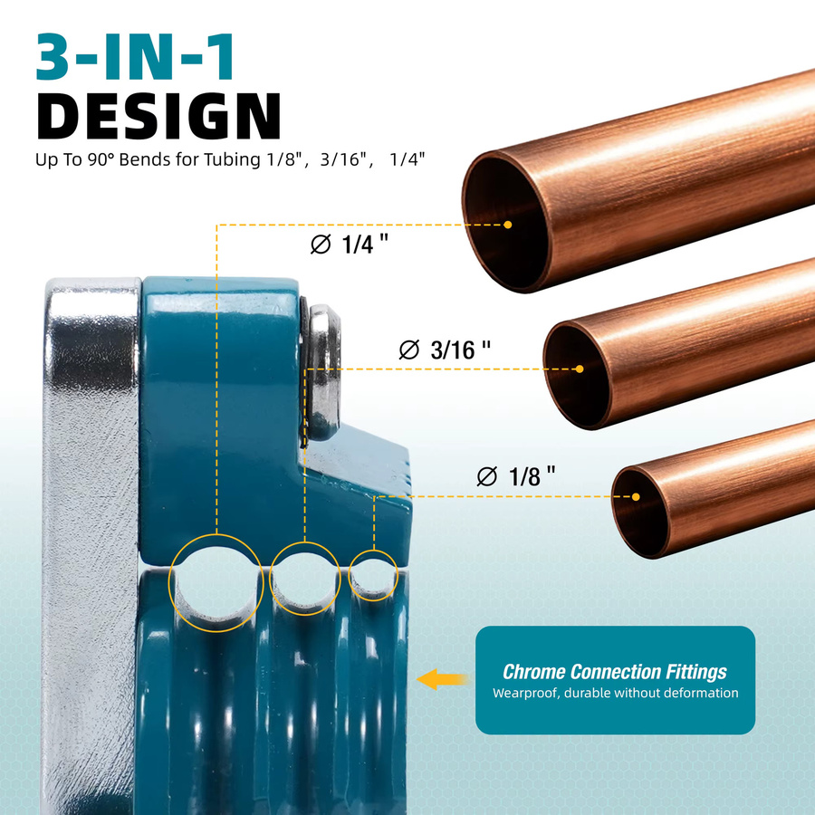 LIBRATON 3-in-1 Kupferrohr-Bieger für 1/4", 3/16" und 1/8" Bremsleitungen und Kraftstoffleitungen in Blau - Bild 2